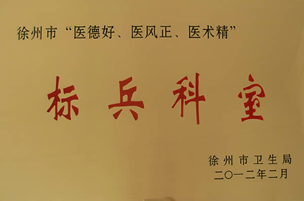 徐州市“醫(yī)德好、醫(yī)風(fēng)正、藝術(shù)精”標(biāo)兵科室